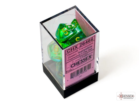 Gemini® Polyhedral Translucent Green-Teal/yellow 7-Die Set