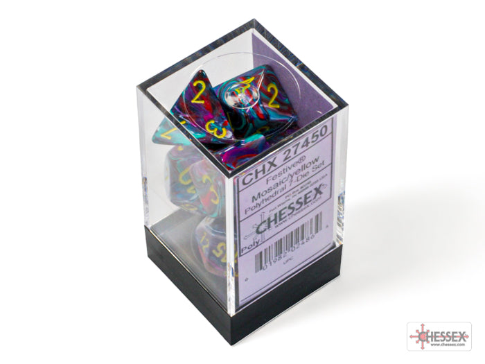 Chessex Dice Festive Mosaic/yellow Polyhedral 7-Die Set