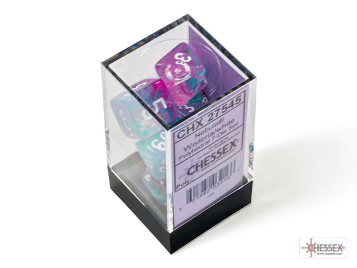 Chessex: Nebula Polyhedral Wisteria/White Luminary 7-Die Set