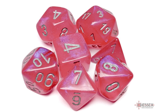 Chessex: Borealis Polyhedral Pink/Silver Luminary 7-Die Set