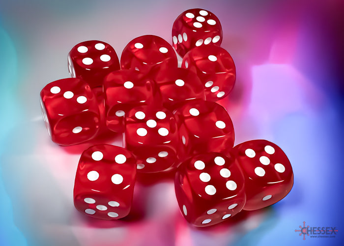 Chessex: 16mm Translucent Red/White D6 Set