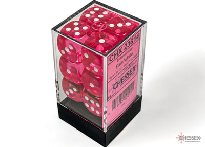 Chessex: 16mm Translucent Pink/White D6 Set
