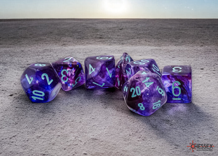 Mega-hedral 7-Die set: Nebula Nocturnal/ Turquoise