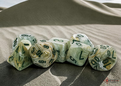 Mega-hedral 7-Die set: Marble Green/Dark Green