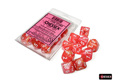 Festive Dahlia/white Luminary Set of Ten d10s