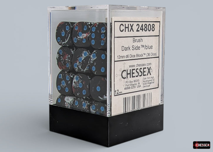 Brush Dark Side/Blue 12mm d6 Dice Block™ (36 dice)