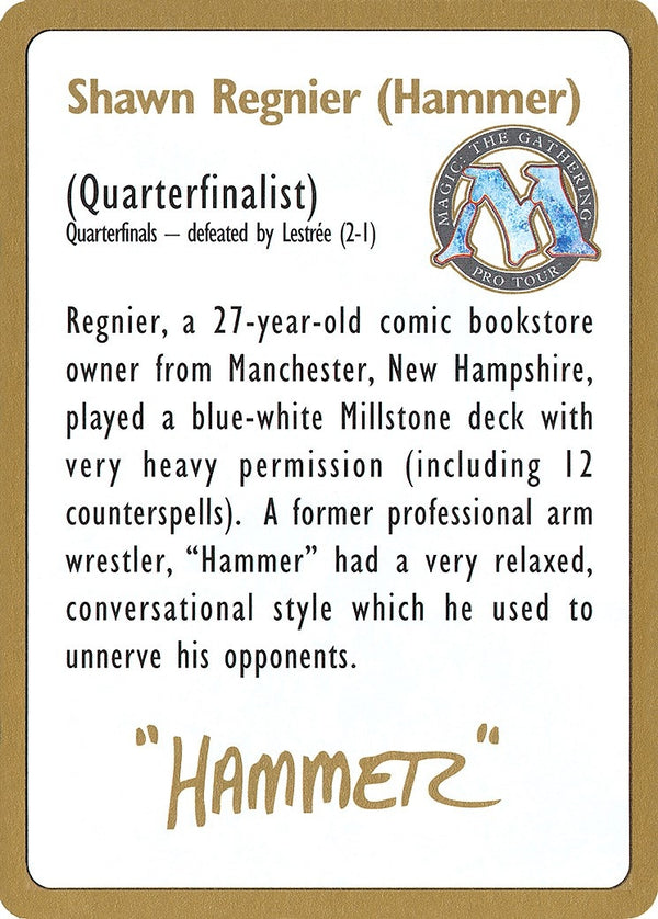 1996 Shawn "Hammer" Regnier Biography Card [World Championship Decks]