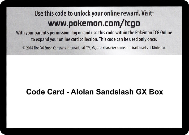 Image for Code Card - Alolan Sandslash GX Box - Pokemon