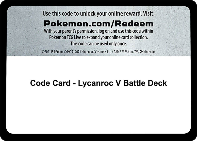 Image for Code Card - Lycanroc V Battle Deck - Pokemon