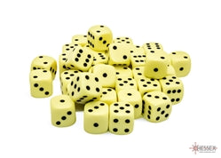 Chessex: Opaque D6 12MM Pastel Yellow/Black (36)