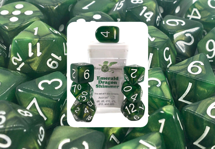 Role 4 Initiative Emerald Dragon Shimmer 15 Die Polyhedral Dice Set