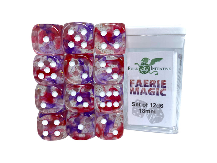 D6 Dice Set Diffusion Faerie Magic set of 12D6 (18mm)