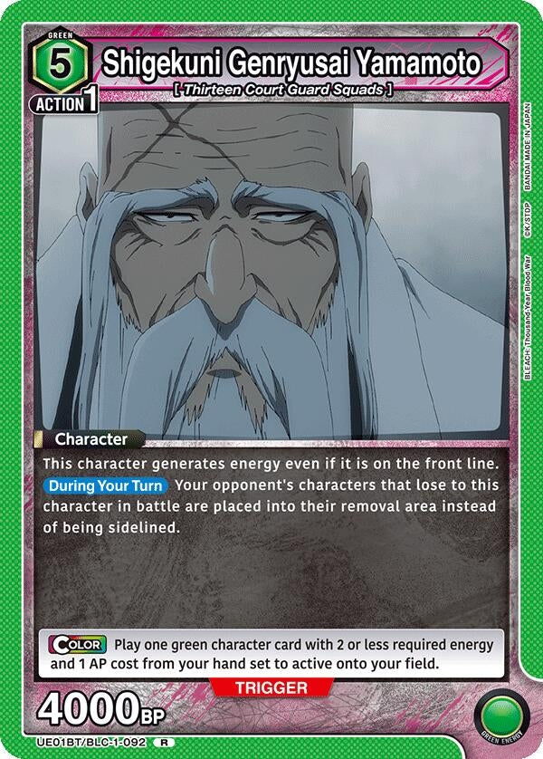Image for Shigekuni Genryusai Yamamoto (092) (UE01BT/BLC-1-092) [UE01BT: BLEACH: Thousand-Year Blood War] - Union Arena