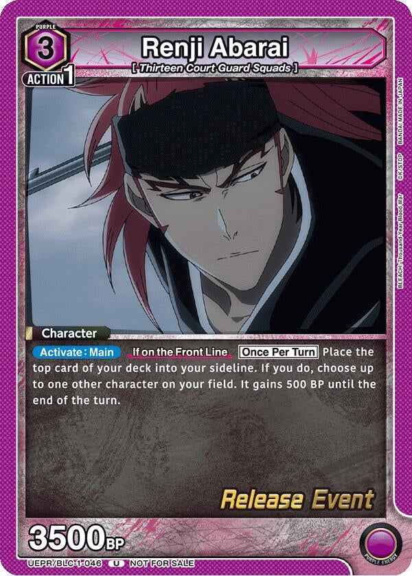 Image for Renji Abarai (046) (UEPR/BLC-1-046) [UE01BT: BLEACH: Thousand-Year Blood War Release Event Cards] - Union Arena