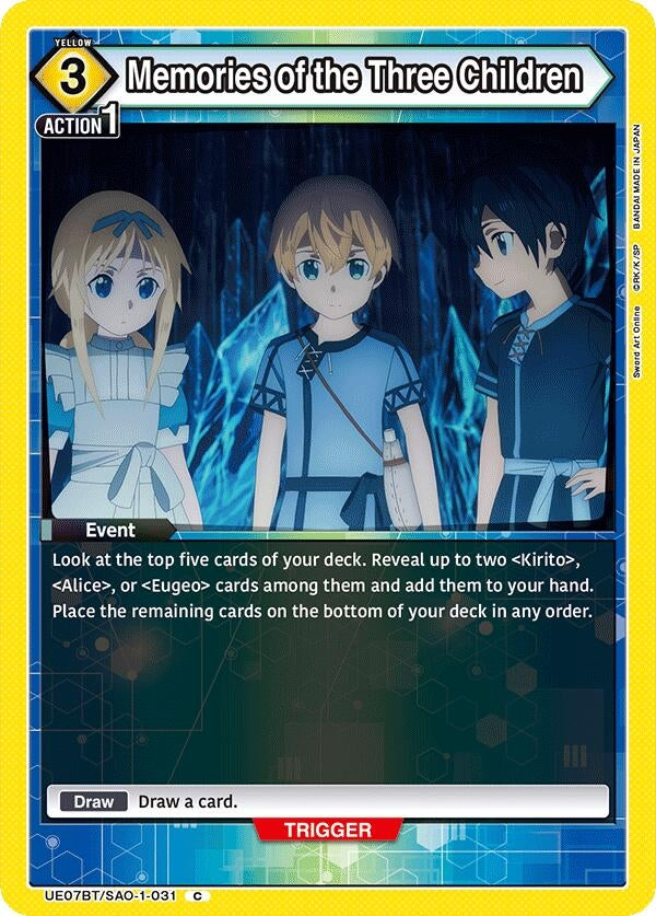 Image for Memories of the Three Children (UE07BT/SAO-1-031) (UE07BT) - Union Arena