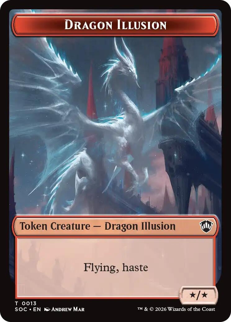 Image for Dragon Illusion // Elemental (0002) Double-Sided Token (13 // 2) (SOC) - Magic: The Gathering
