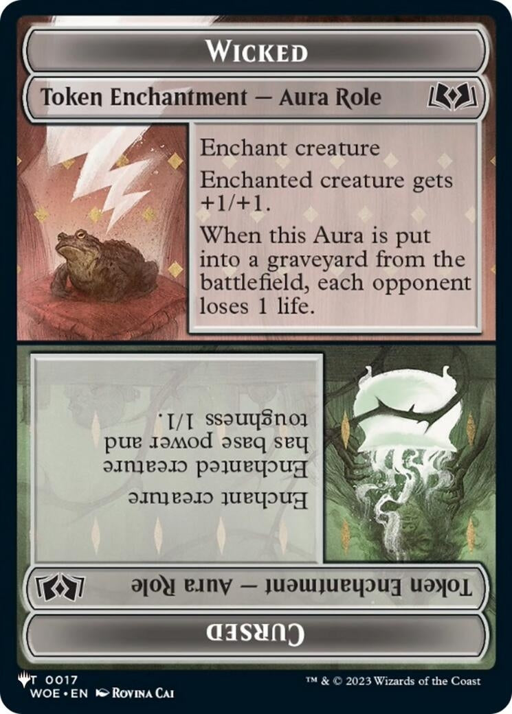 Image for Wicked Role / Cursed Role (WOE) // Treasure (MH3) Double-sided Token (17 // 34) (LIST) - Magic: The Gathering