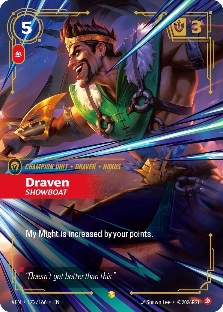 Image for Draven - Showboat (Overnumbered) (172/166) (VEN) - Riftbound: League of Legends Trading Card Game