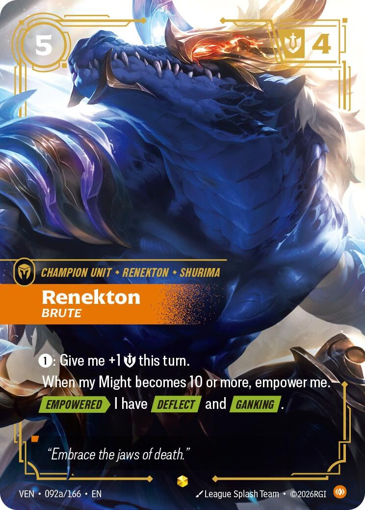 Image for Renekton - Brute (Alternate Art) (092a/166) (VEN) - Riftbound: League of Legends Trading Card Game