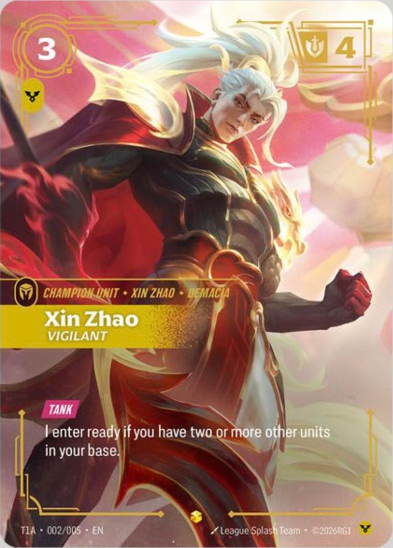 Image for Xin Zhao, Vigilant (T1 Worlds Champion Player Bundle) (T1A 002/005) (PR) - Riftbound: League of Legends Trading Card Game