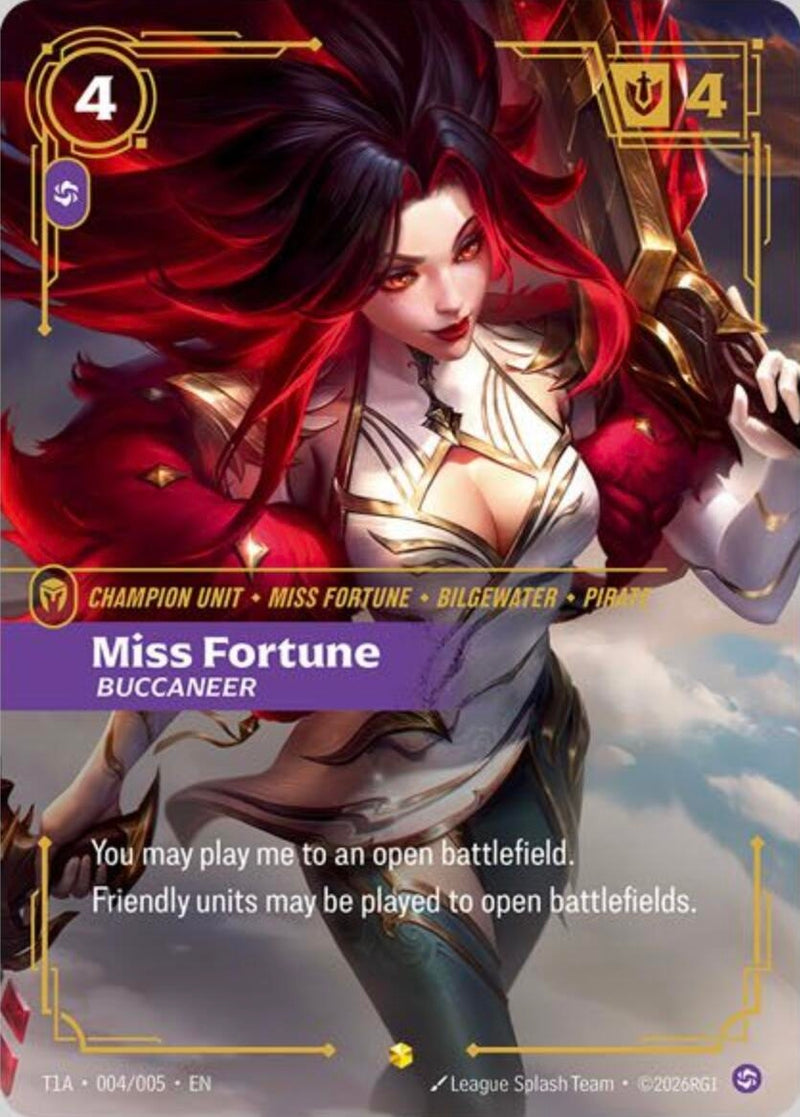 Image for Miss Fortune, Buccaneer (T1 Worlds Champion Player Bundle) (T1A 004/005) (PR) - Riftbound: League of Legends Trading Card Game