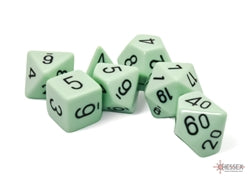 Chessex: Polyhedral 7-Die Set: Opaque: Pastel Green/Black