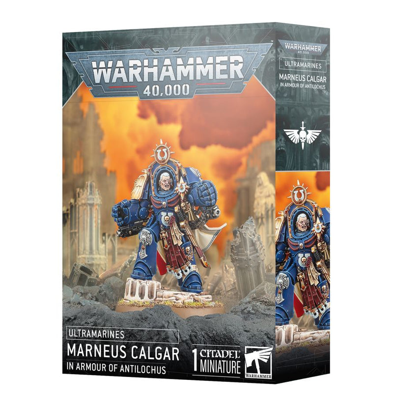 Warhammer 40,000 Ultramarines: Marneus Calgar in armour of Antilochus