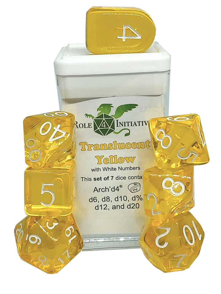 Role 4 Initiative Translucent Yellow 7 Die Polyhedral Dice Set