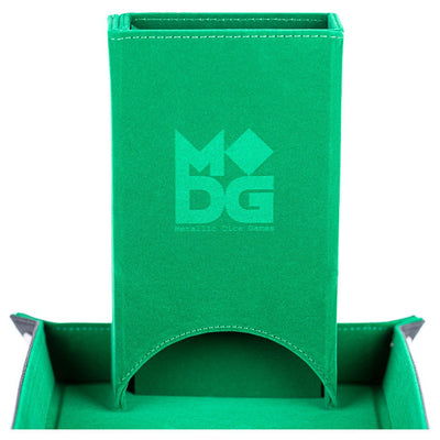 Fold Up Velvet Dice Tower Green