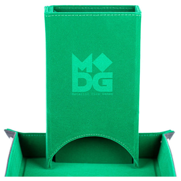 Fold Up Velvet Dice Tower Green