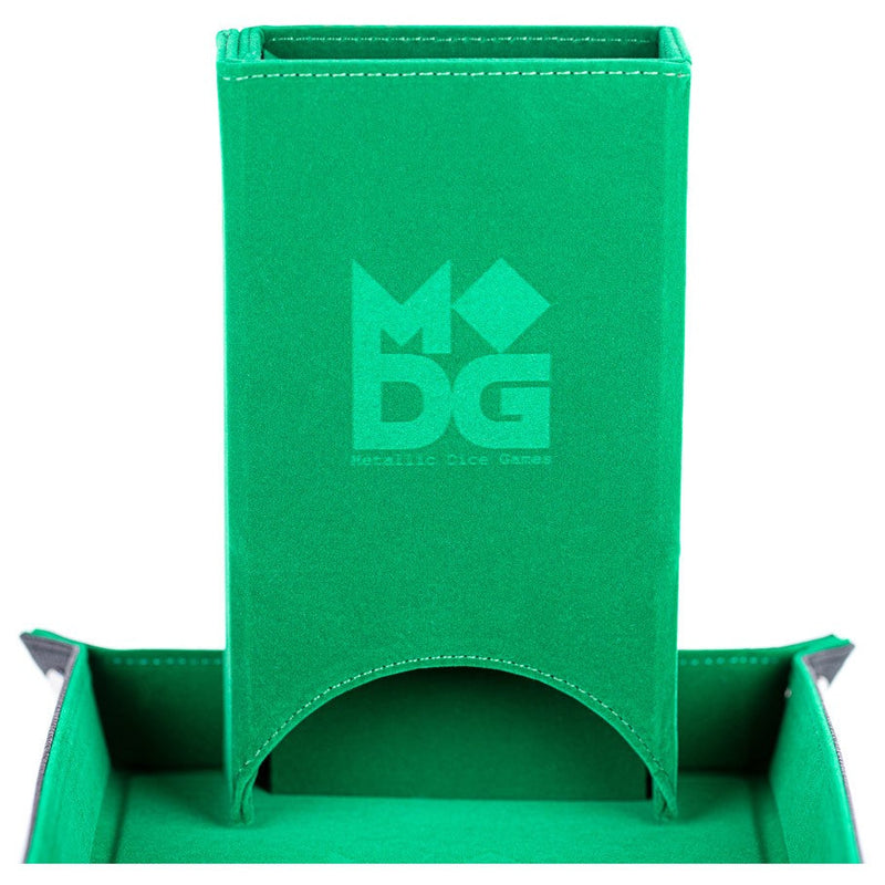 Fold Up Velvet Dice Tower Green