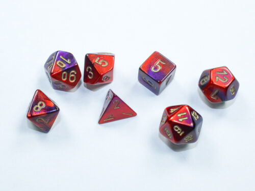 Mini Gemini® Polyhedral Purple-Red/Gold 7-Die Set