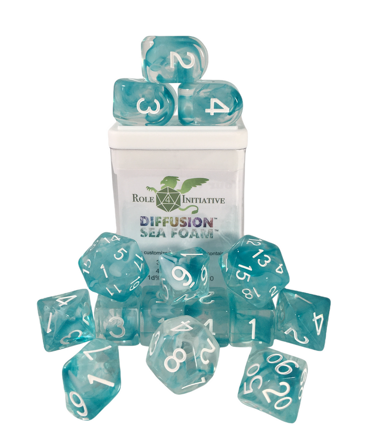 Role 4 Initiative Diffusion Sea Foam Polyhedral 15 Dice Set