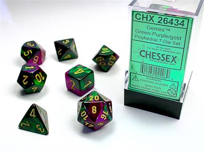 Gemini® Polyhedral Green-Purple/Gold 7-Die Set