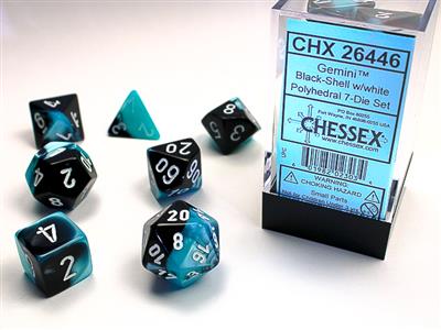 Gemini® Polyhedral Black-Shell/White 7-Die Set