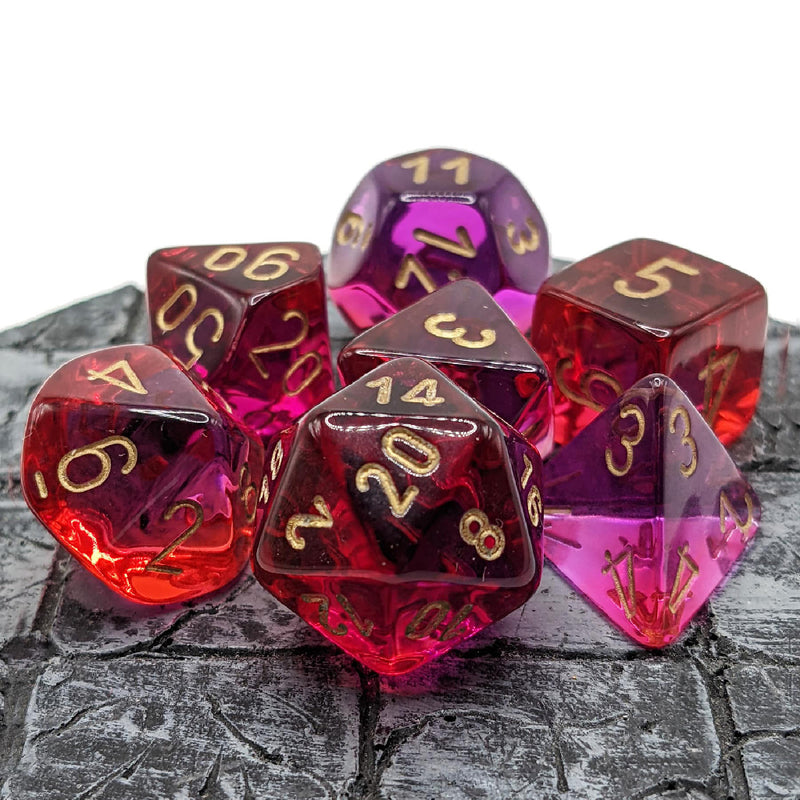 Gemini® Polyhedral Translucent Red-Violet/gold 7-Die Set