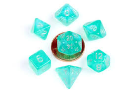 Metallic Dice Games Poly Mini Stardust Blue with Siver