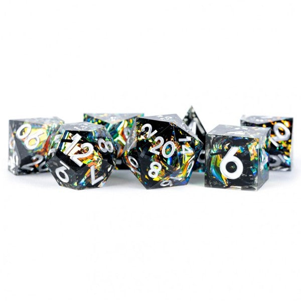 MDG: Poly Set Sharp edged Resin Dice set: Simmering Coal