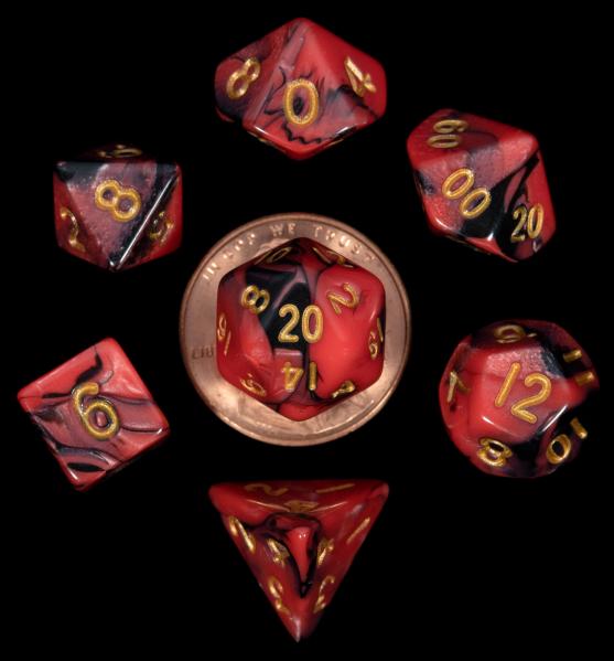 Metallic Dice Games Poly Mini Red/Black with Gold