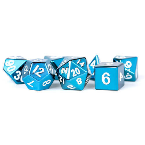 Metallic Dice Games Metal Dice Set Blue Polyhedral Set 16mm