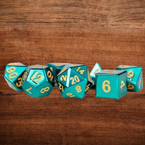 Metallic Dice Games Metal Dice Set Turquoise Polyhedral Set 16mm